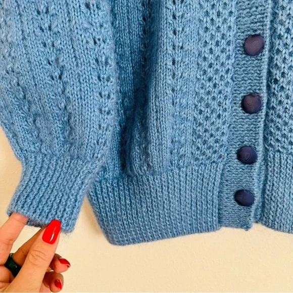 Vintage Cardigan Sweater Hand Knit - Picture 10 of 11